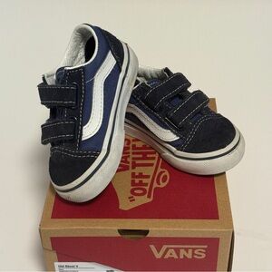 Vans Toddler Velcro Old Skools Size 5 Navy